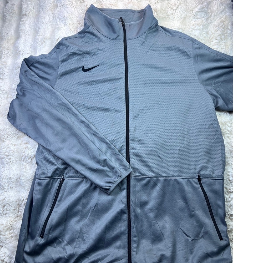 Nike Dri-FIT Grey Full Zip Track Jacket Mens XXLT Tall Training Activewear. A33